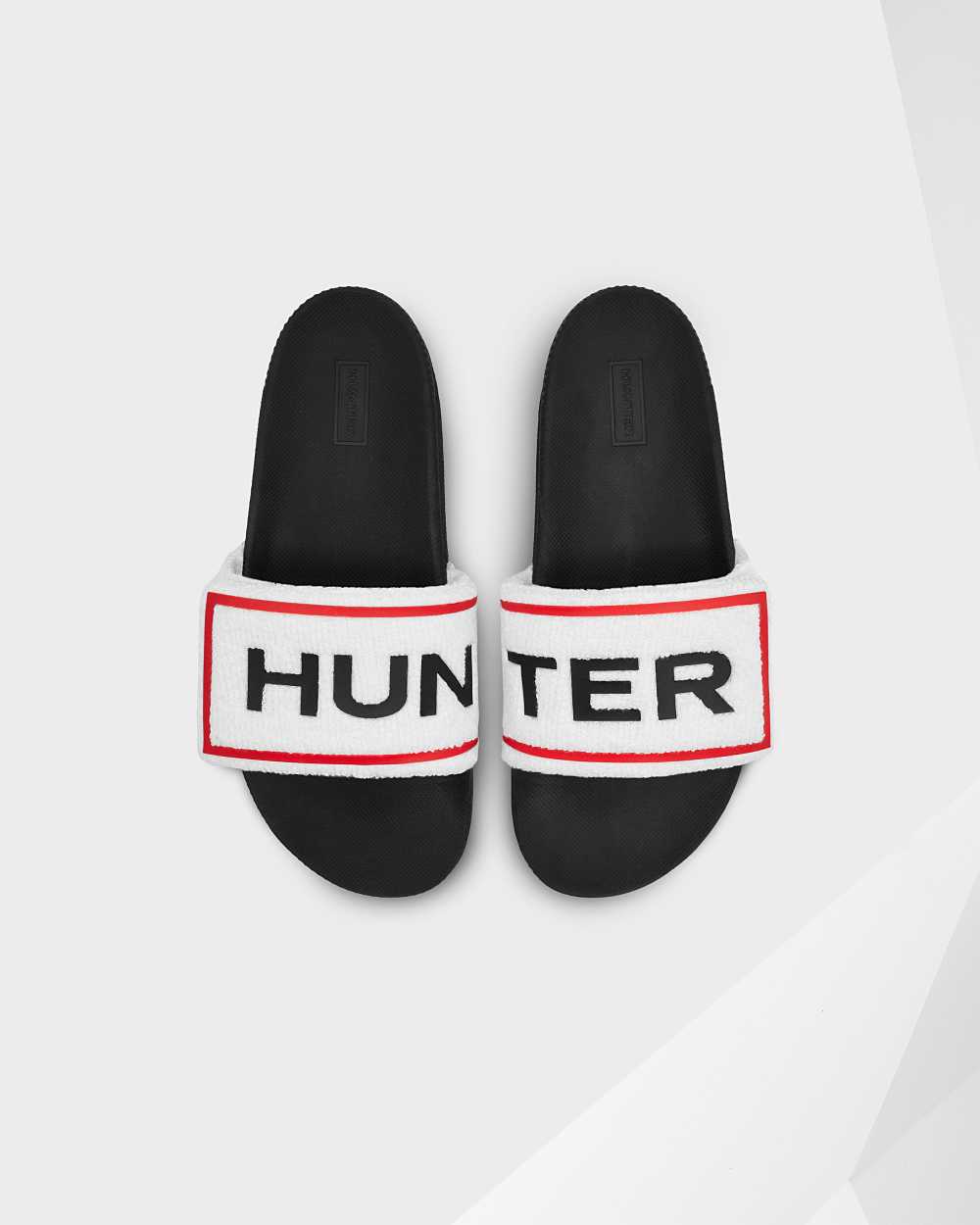 Hunter Women's Original Terry Towelling Logo Adjustable Slides White,HDTS05261
